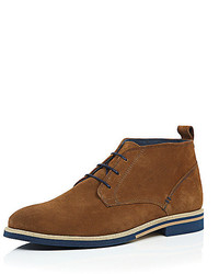River Island Tan Brown Suede Color Lace Desert Boots
