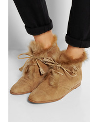 Pedro Garcia Yurena Goat Hair Trimmed Suede Ankle Boots