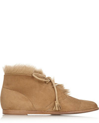Pedro Garcia Yurena Goat Hair Trimmed Suede Ankle Boots