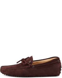 Tod's Burnished Suede Tie Driver Brown