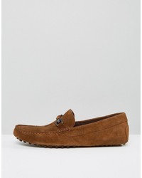 Asos Loafers In Tan Suede With Snaffle Detail