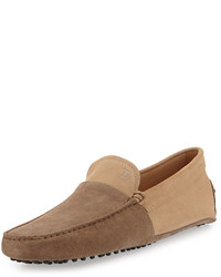 Tod's Suede Colorblock Driving Shoe Graytan