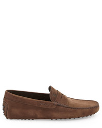 Tod's Suede Penny Driver Brown