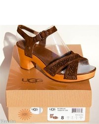 UGG Australia Luella Sandals Chocolateches Tnut Suede Heeled Shoes Choose Size
