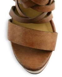 Polo Ralph Lauren Bree Wooden Platform Suede Sandals
