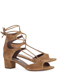 Tabitha Simmons Camel Suede Lace Up Sandals