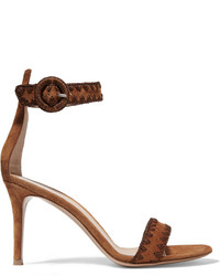Gianvito Rossi Embroidered Suede Sandals
