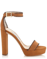Jimmy Choo Holly 120 Canyon Suede And Brown Nappa Platform Sandals