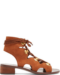 See by Chloe See By Chlo Lace Up Block Heel Suede Sandals