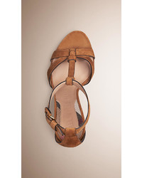 Burberry T Bar Suede Sandals