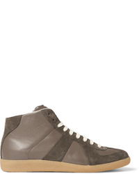 Maison Margiela Replica Suede And Leather High Top Sneakers