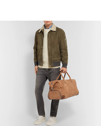 Brunello Cucinelli Leather Trimmed Nubuck Holdall