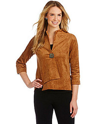 IC Collection Asymmetrical Faux Suede Jacket