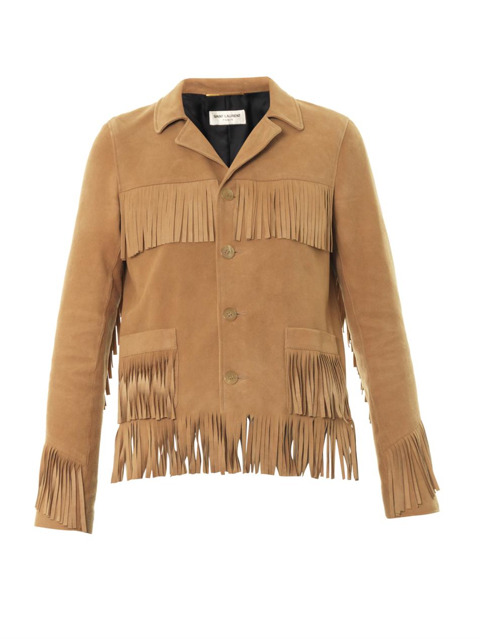 saint laurent suede fringe jacket