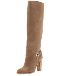 Donald J Pliner Owen Oiled Suede Knee Boot Taupe