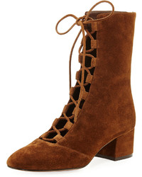 Gianvito Rossi Delia Suede Lace Up Ankle Boot