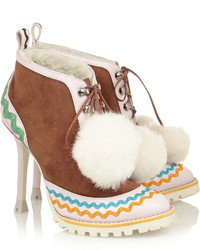 Sophia Webster Katy Shearling Lined Suede And Leather Ankle Boots