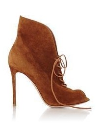 Gianvito Rossi Suede Jane Ankle Booties Brown