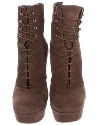 Gianvito Rossi Suede Lace Up Ankle Boots