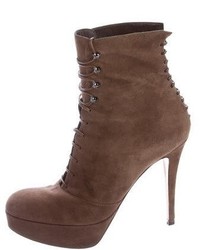 Gianvito Rossi Suede Lace Up Ankle Boots