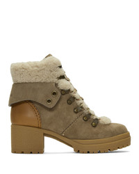 See by Chloe Taupe Eileen Heeled Boots