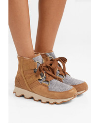 Sorel Kinetic Waterproof Suede And Felt Ankle Boots