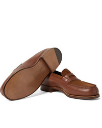 J.M. Weston 180 The Moccasin Full Grain Leather And Suede Penny Loafers