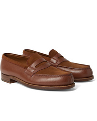 J.M. Weston 180 The Moccasin Full Grain Leather And Suede Penny Loafers