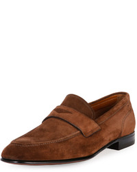 Bally Brent Suede Penny Loafer Brown