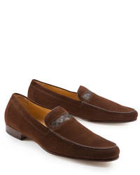 Brooks Brothers Suede Loafers With Alligator Detail