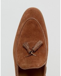 Asos Loafers In Tan Suede With Weave Tassle Detail