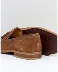 Asos Loafers In Tan Suede With Weave Tassle Detail