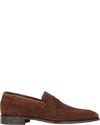 Barneys New York Suede Apron Toe Loafers