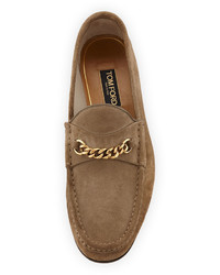 Tom Ford Suede Chain Link Loafer Tan
