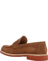 Barneys New York Suede Penny Loafers Nude Size 7