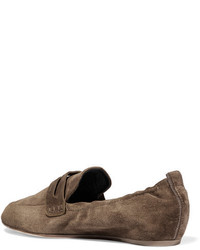 Lanvin Suede Slippers Brown