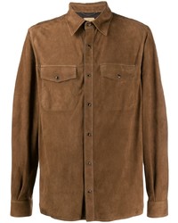 Brown Suede Long Sleeve Shirt