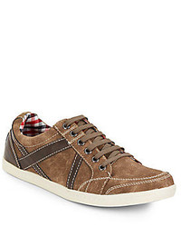 Ben Sherman Knox Leather Trimmed Faux Suede Sneakers