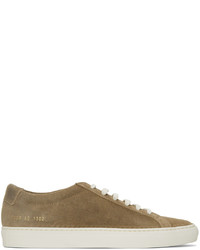 Common Projects Tan Waxed Suede Achilles Low Sneakers