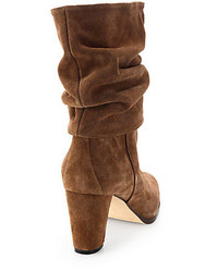Manolo Blahnik Knight Slouchy Suede Mid Calf Boots