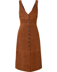 Brown Suede Midi Dress