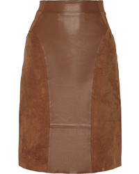 Dagmar Dia Paneled Leather And Suede Pencil Skirt
