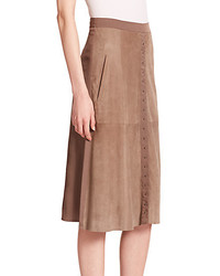 Halston Heritage Mixed Media Stud Detail Skirt
