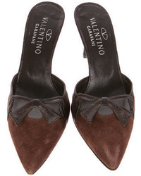 Valentino Suede Bow Accented Mules