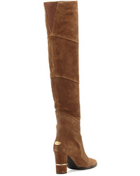 Jimmy Choo Maira Suede 80mm Over The Knee Boot Khaki Brown