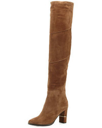 Jimmy Choo Maira Suede 80mm Over The Knee Boot Khaki Brown