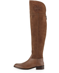 Tory Burch Simone Suede Over The Knee Boot Brown