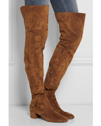 Gianvito Rossi Suede Over The Knee Boots Tan