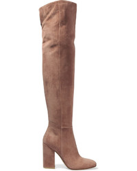 Gianvito Rossi Suede Over The Knee Boots Taupe