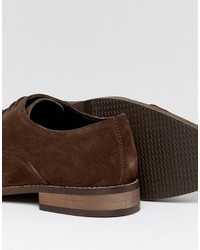 Asos Oxford Shoes In Brown Suede With Binding Detail